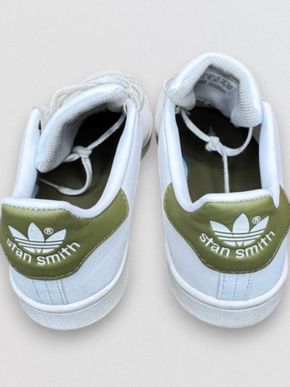 White Green Leather Sneakers Lace Up Casual Classic Shoes US 4.5 - Picture 3 of 6